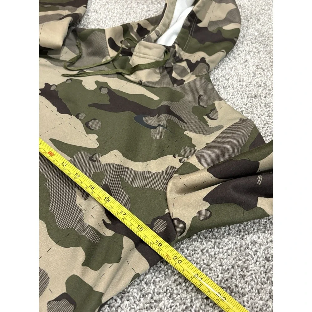 Nike‎ Therma-FIT Camo Hoodie Green Tan Camouflage Pullover Mens Small Sweatshirt